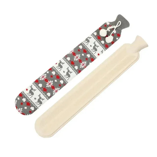 Bouillotte longue en tricot à motif rennes, idée cadeau de Noël