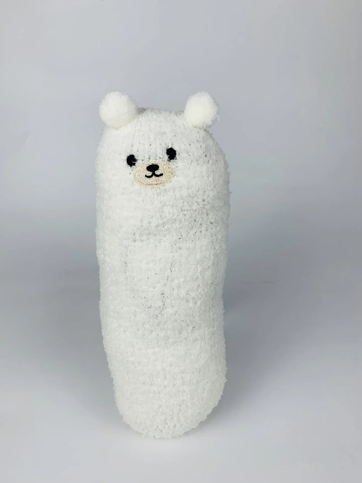 Bouillotte micro-ondes ourson en bouclette blanc, 30 cm