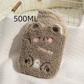 Bouillotte peluche Kawaii ourson en bouclette taupe, 500 ml