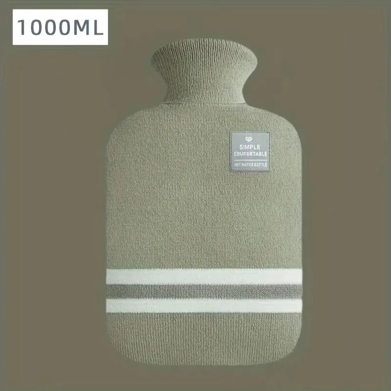 Bouillotte eau chaude verte avec sa housse