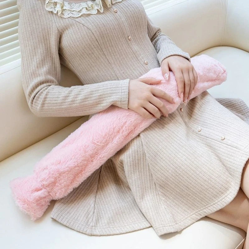 Bouillotte longue douce rose, 55 ou 75 cm