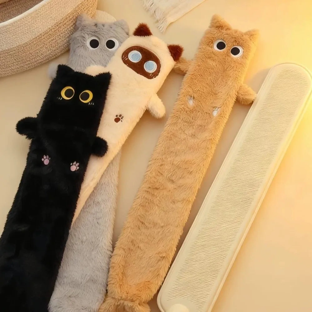 Bouillotte longue peluche chat noir, 75 cm