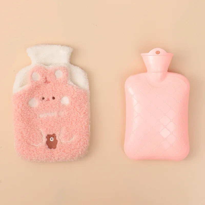 Bouillotte peluche Kawaii ourson rose, 500 ml ou 1 L