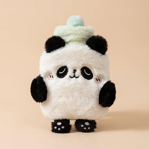 Bouillotte enfant en peluche panda noir et blanc, 400 ml