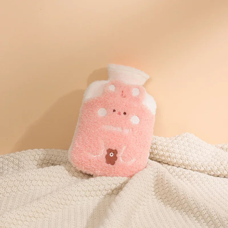 Bouillotte peluche Kawaii ourson rose, 500 ml ou 1 L