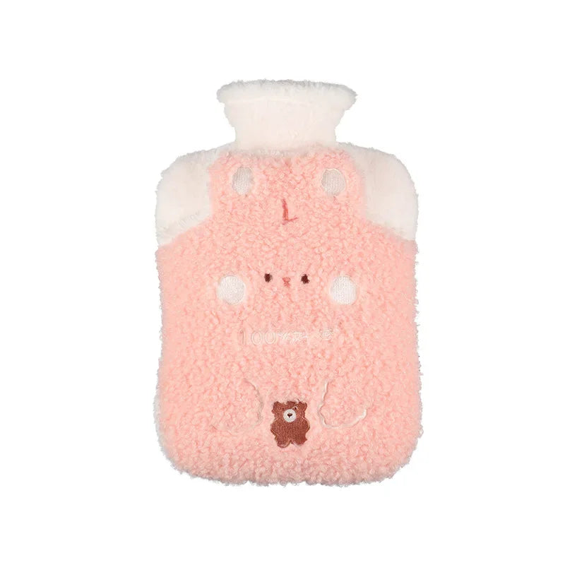 Bouillotte peluche Kawaii ourson rose, 500 ml ou 1 L
