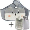 Bouillotte ceinture à motif husky gris, avec sa bouillotte et sa housse