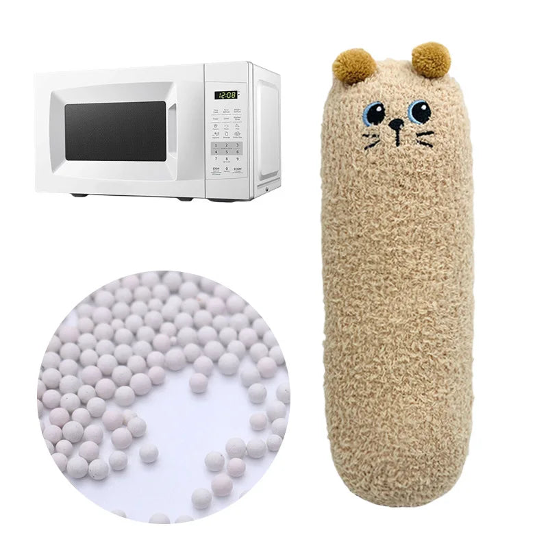 Bouillotte micro-ondes en forme de chat beige, 30 cm
