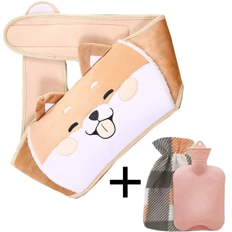 Bouillotte ceinture à motif chiot roux, avec sa bouillotte et sa housse