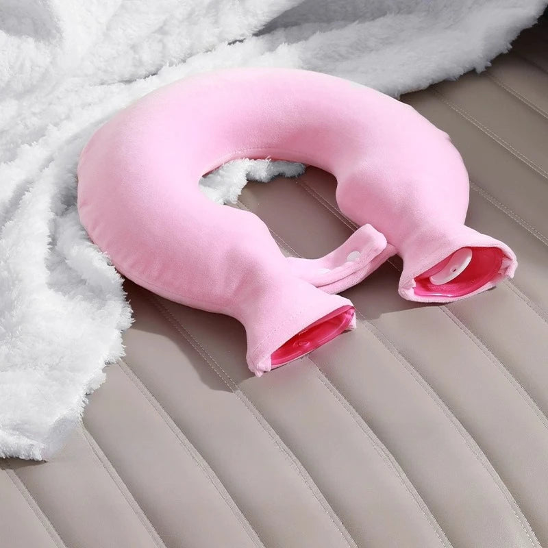Bouillotte cervicale en U rose