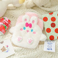Bouillotte peluche Kawaii lapin blanc avec un nœud rose