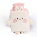 Bouillotte peluche lapin blanc aux oreilles roses et joues fleuries
