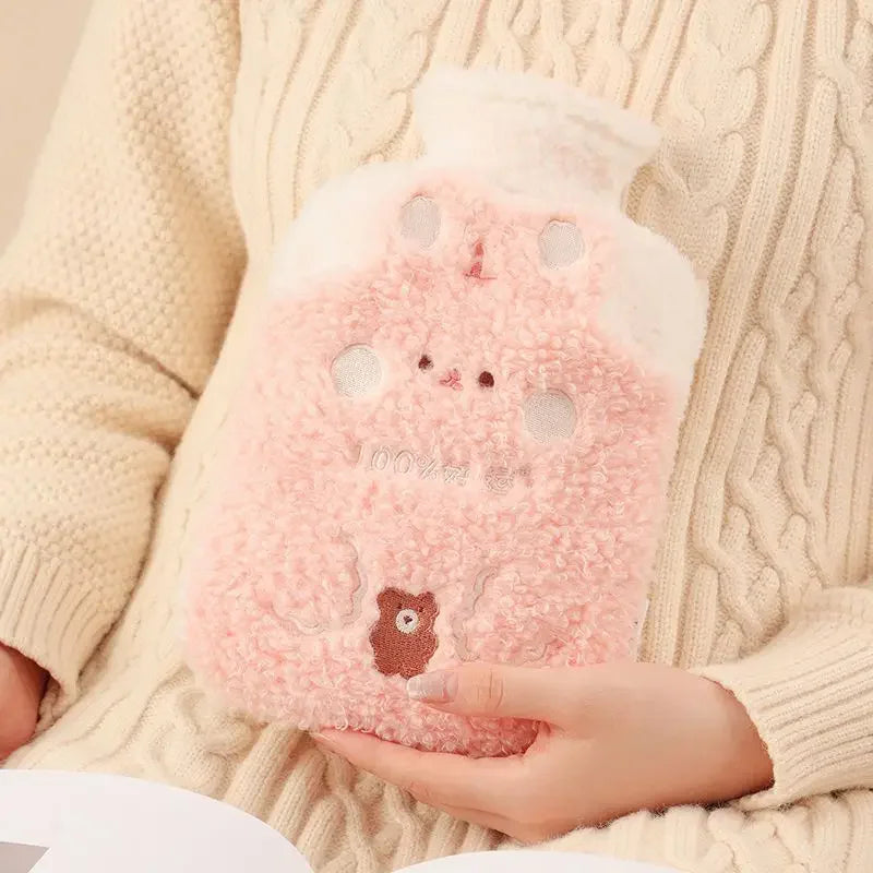 Bouillotte peluche Kawaii ourson rose, 500 ml ou 1 L