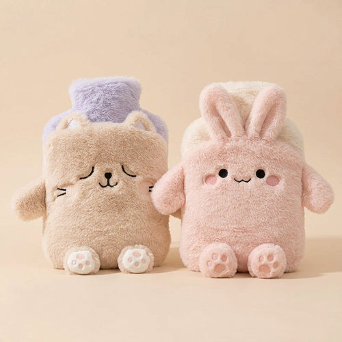 Bouillotte enfant lapin rose en peluche 400 ou 750 ml