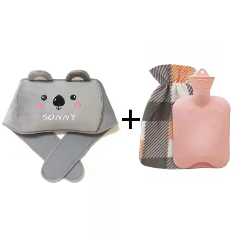 Bouillotte ceinture à motif ourson gris Sunny, avec sa bouillotte et sa housse